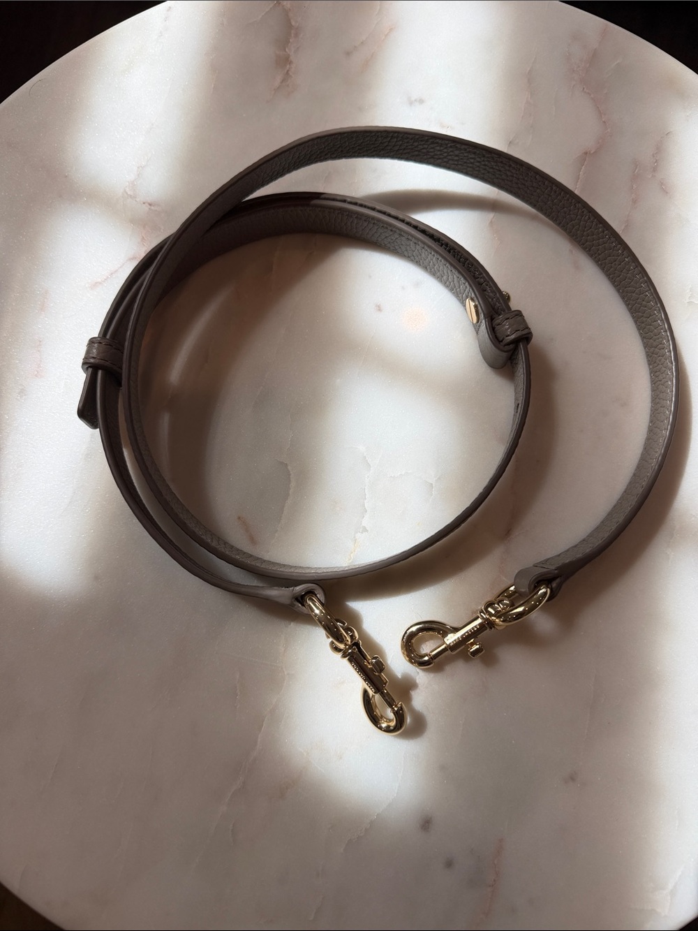 Marc Jacobs Adjustable Leather Bag Strap in Taupe with Gold Hardware